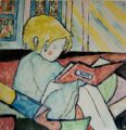 Jeune lectrice - Young girl reading - FEMMES ET ENFANTS -Emaux de grès
