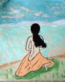 Seule sur la place - FEMMES ET ENFANTS -Emaux de grès