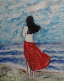 Il fait froid sur la plage - FEMMES ET ENFANTS -Emaux de grès