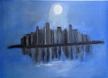 Ville au clair de lune - Peintures à l'huile